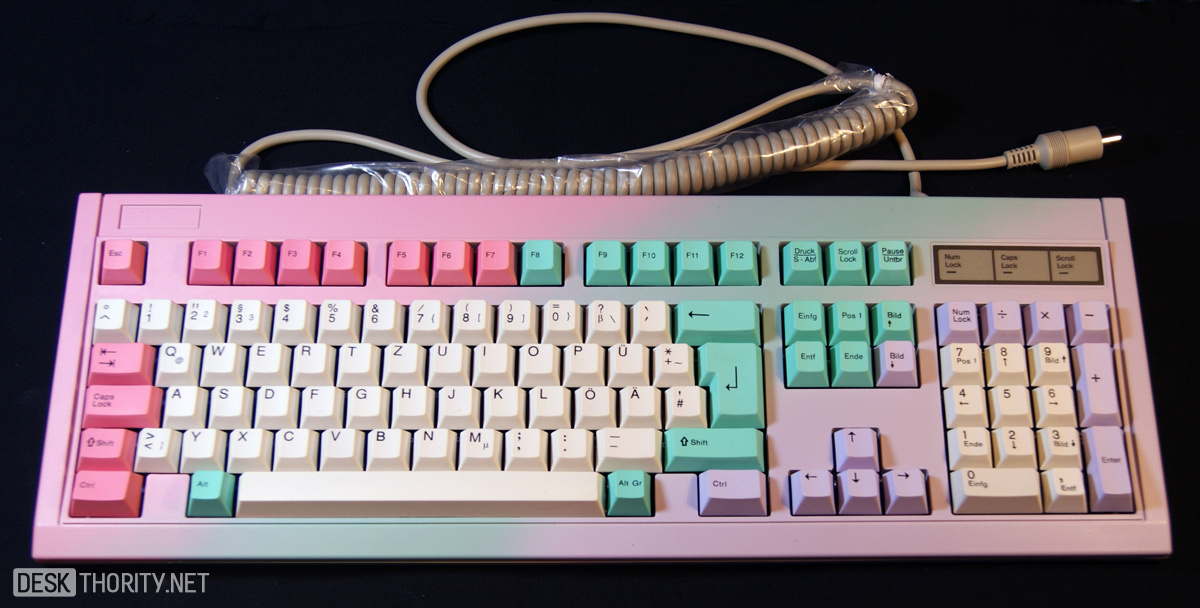 cyan and pink keyboard