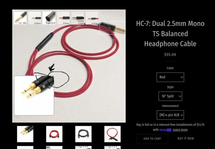 Screenshot 2021-12-24 at 16-02-40 HC-7 Dual 2 5mm Mono TS Balanced Headphone Cable