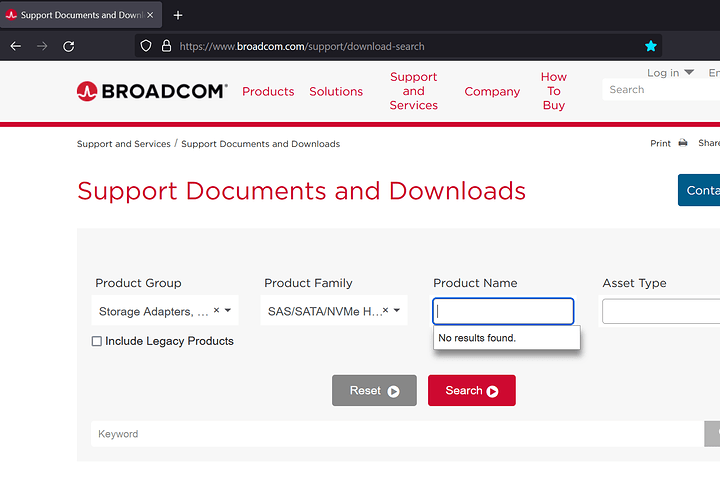 Broadcom_Support_Downloads_Tri-Mode_HBAs_Gone
