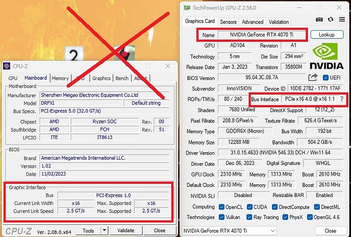 PCIe Interface RTX 4070 Ti