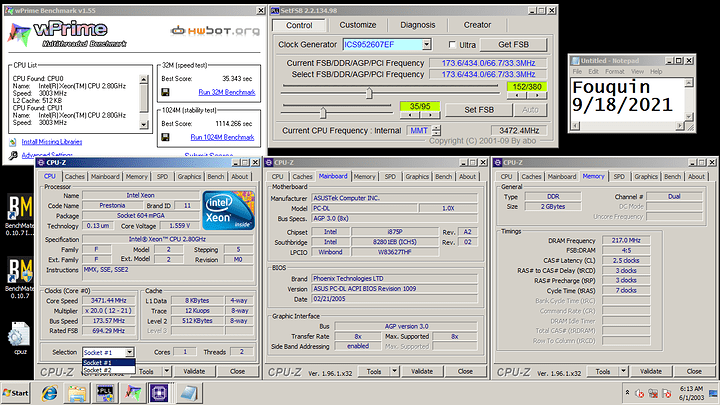 Xeon DP2800 - wPrime 1114.266 - 3472MHz