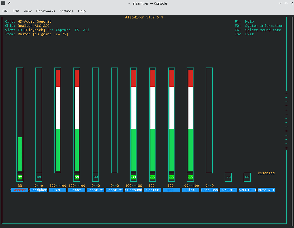 Speaker audio not working until Alsamixer headphone volume