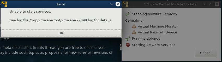 Help Issues Installing Vmware Player On Fedora 29 Linux Level1techs Forums