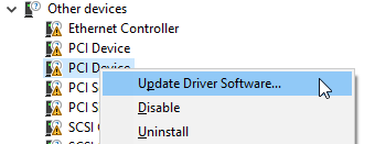 Opening the driver update wizard