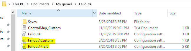 Not sure which of the 2 Fallout4Custom.ini files to open and