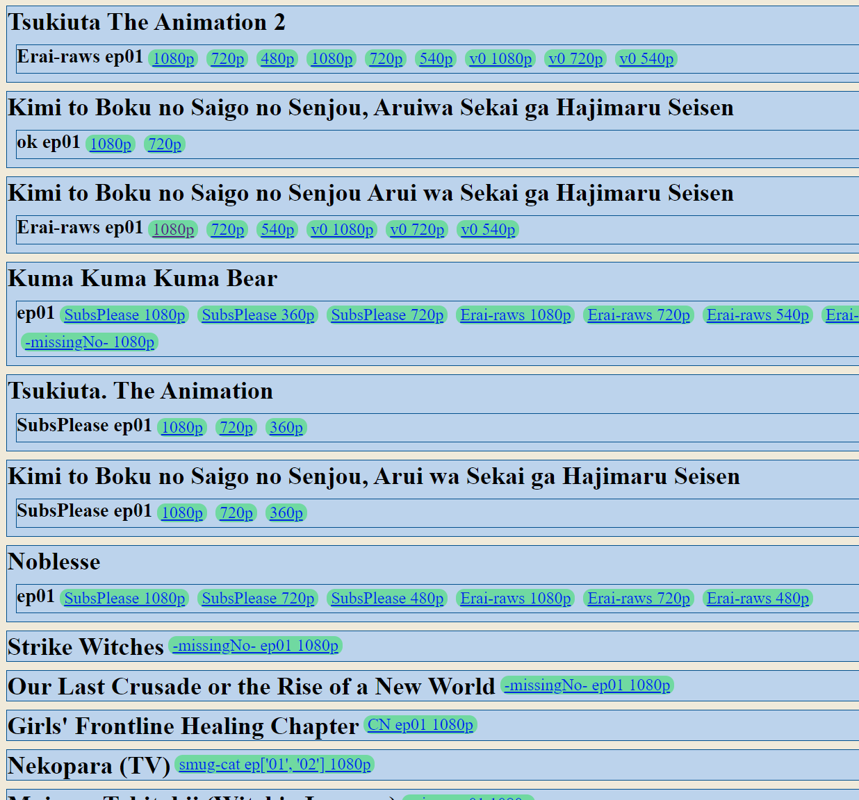 Nyaa interface for grouping entries and detecting release schedules -  Community Blog - Level1Techs Forums